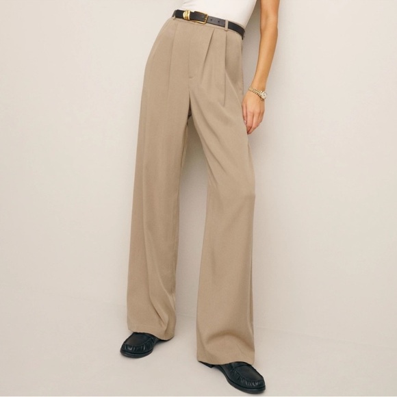 Reformation Mason Pants Twill Pleated Trouser Sz 10 Minimalist Office Capsule - Picture 1 of 14
